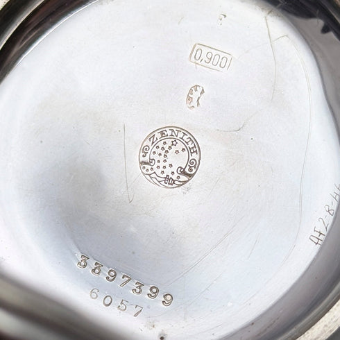 1930年頃 ヴィンテージ ゼニス 懐中時計 細密彫刻銀側ハンターケース 動作良好